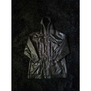 hooded leather jacket